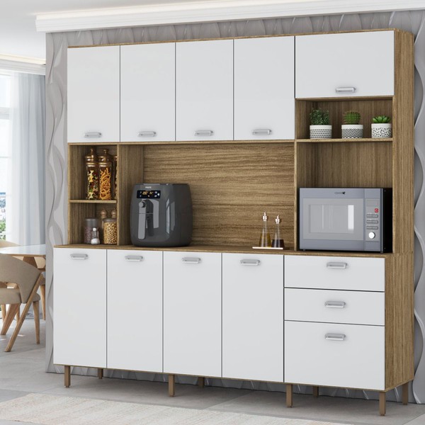 Cozinha Compacta Luiza 10 Portas 2 Gavetas Freijó/Supremo - Panorama Móveis