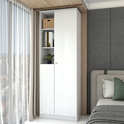 Sapateira Safira 2 Portas 8 Prateleiras Branco - Panorama Móveis