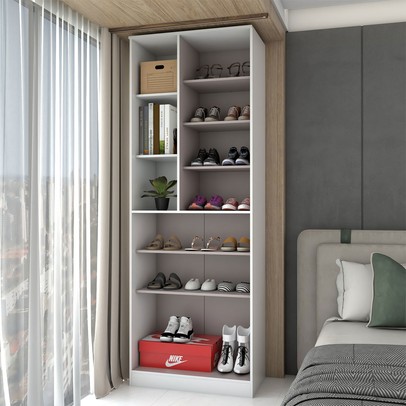 Sapateira Safira 2 Portas 8 Prateleiras Branco - Panorama Móveis