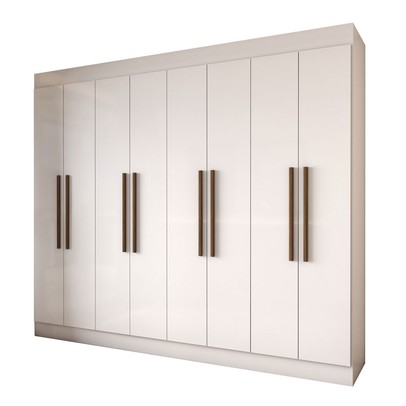Guarda-Roupa Casal Diplomata 8 Portas 4 Gavetas 100% Mdf Branco - Panorama Móveis