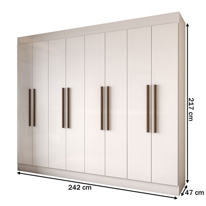 Guarda-Roupa Casal Diplomata 8 Portas 4 Gavetas 100% Mdf Branco - Panorama Móveis