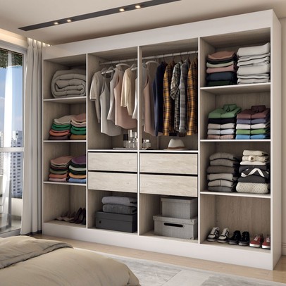 Guarda-Roupa Casal Diplomata 8 Portas 4 Gavetas 100% Mdf Branco - Panorama Móveis