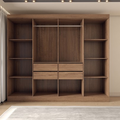 Guarda-Roupa Casal Diplomata 8 Portas 4 Gavetas 100% Mdf Castanho/Preto - Panorama Móveis