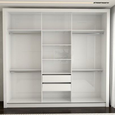 Guarda-Roupa Casal Absolut 3 Portas com Espelho Branco - Panorama Móveis