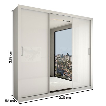 Guarda-Roupa Casal Absolut 3 Portas com Espelho Branco - Panorama Móveis