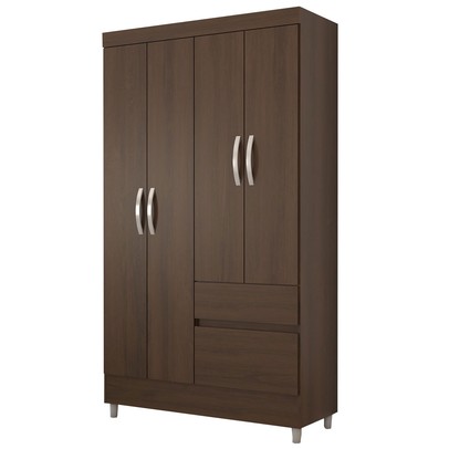 Guarda-Roupa Solteiro Londres 4 Portas 2 Gavetas Imbuia - Panorama Móveis