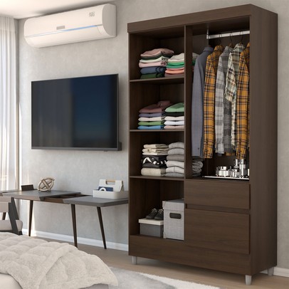 Guarda-Roupa Solteiro Londres 4 Portas 2 Gavetas Imbuia - Panorama Móveis