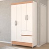 Guarda-Roupa Solteiro Londres 4 Portas 2 Gavetas Branco/Camarim - Panorama Móveis