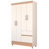 Guarda-Roupa Solteiro Londres 4 Portas 2 Gavetas Branco/Camarim - Panorama Móveis