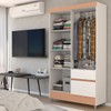 Guarda-Roupa Solteiro Londres 4 Portas 2 Gavetas Branco/Camarim - Panorama Móveis