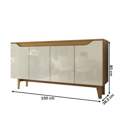 Aparador Buffet Royal 4 Portas Nature/Off White - Panorama Móveis