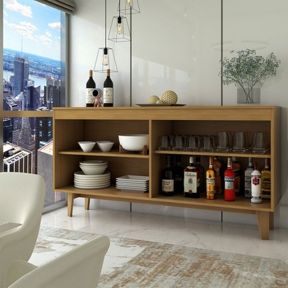 Aparador Buffet Royal 4 Portas Nature/Off White - Panorama Móveis