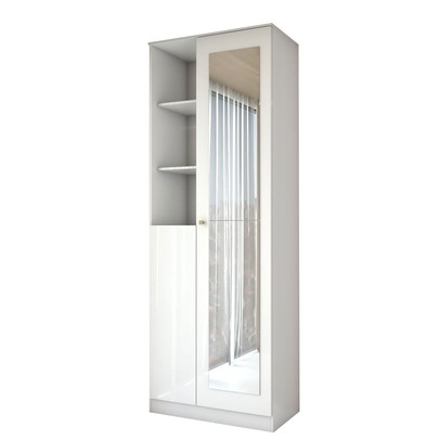 Sapateira Safira 2 Portas 8 Prateleiras com Espelho Branco - Panorama Móveis