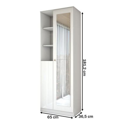 Sapateira Safira 2 Portas 8 Prateleiras com Espelho Branco - Panorama Móveis