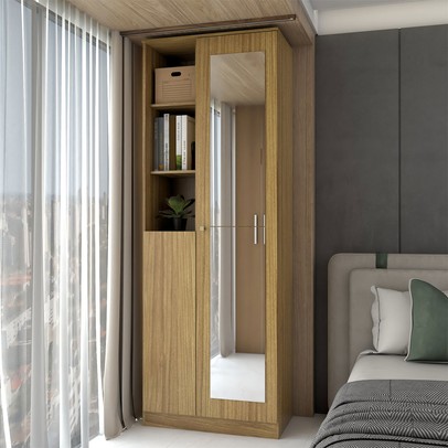 Sapateira Safira 2 Portas 8 Prateleiras com Espelho Marrocos - Panorama Móveis