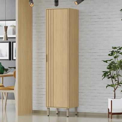 Paneleiro Glória 1 Porta 5 Prateleiras Castanho - Mx Móveis