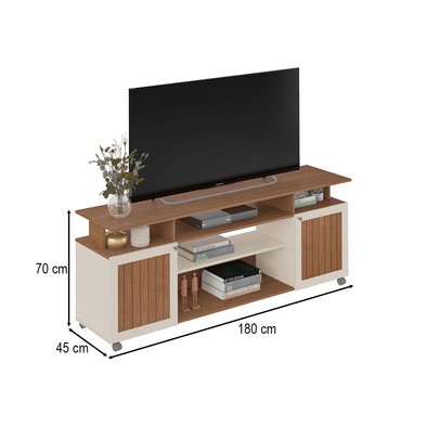 Rack para TV Até 75 Polegadas Ipanema 2 Portas Cinamomo/Off White - Artely
