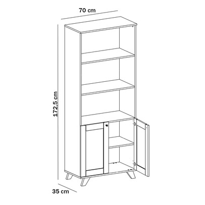 Armário Multiuso Trama 2 Portas 4 Prateleiras Cinamomo/Off White - Artely Móveis