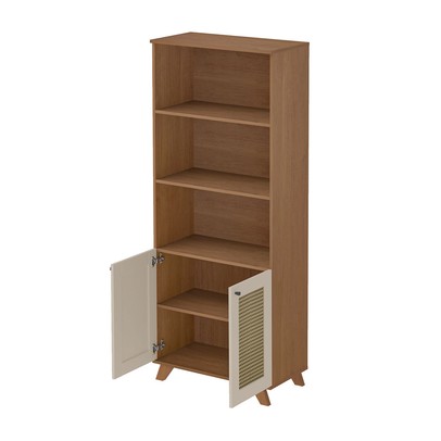 Armário Multiuso Trama 2 Portas 4 Prateleiras Cinamomo/Off White - Artely Móveis