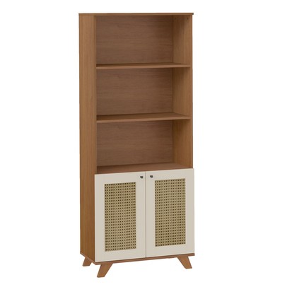 Armário Multiuso Trama 2 Portas 4 Prateleiras Cinamomo/Off White - Artely Móveis