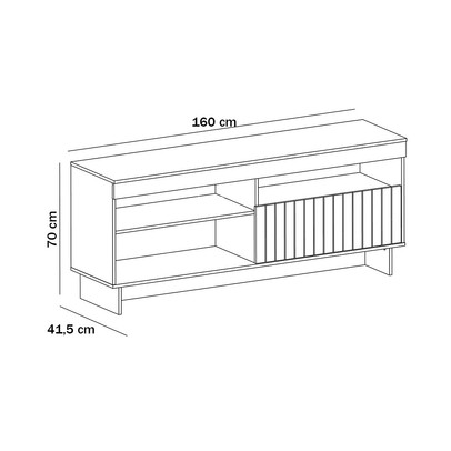 Rack para TV Até 65 Polegadas City 1 Porta Frisada Cinamomo/Off White - Artely Móveis