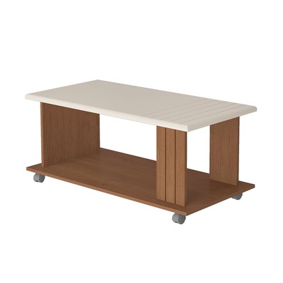 Mesa de Centro Mila Frisada Cinamomo/Off White - Artely Móveis