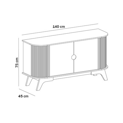 Balcão Buffet Vivaldi 2 Portas Ripado Cinamomo/Off White - Artely Móveis
