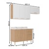 Cozinha Compacta Dália 6 Portas 3 Gavetas Freijó/Branco/Mármore Branco - Tecno Mobili