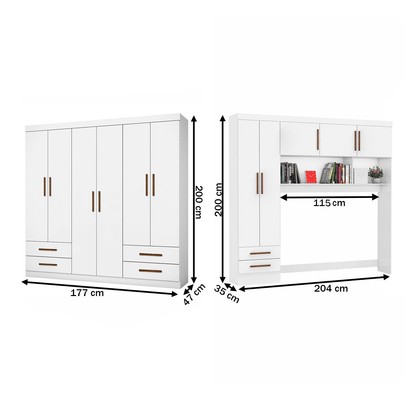 Guarda-Roupa Casal Modulado Hércules 11 Portas 6 Gavetas Branco - Carioca Móveis