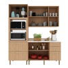 Cozinha Compacta Tulipa 6 Portas e 5 Gavetas Freijó/Mármore Branco - Tecno Mobili
