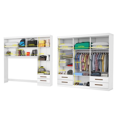 Guarda-Roupa Casal Modulado Hércules 11 Portas 6 Gavetas com Espelho Branco - Carioca Móveis