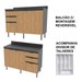 Cozinha Compacta Orquídea 5 Portas 3 Gavetas com Vidro Freijó/Mármore Lunar - Tecno Mobili