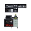 Cozinha Compacta Orquídea 5 Portas 3 Gavetas com Vidro Mármore Lunar/Verde Mar - Tecno Mobili