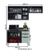 Cozinha Compacta Orquídea 5 Portas 3 Gavetas com Vidro Mármore Lunar/Verde Mar - Tecno Mobili