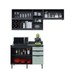 Cozinha Compacta Orquídea 5 Portas 3 Gavetas com Vidro Mármore Lunar/Verde Mar/Freijó - Tecno Mobili