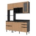Cozinha Compacta Begônia 6 Portas 4 Gavetas com Vidro Mármore Lunar/Freijó Tecno Mobili