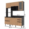 Cozinha Compacta Begônia 6 Portas 4 Gavetas com Vidro Mármore Lunar/Freijó Tecno Mobili