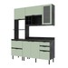 Cozinha Compacta Begônia 6 Portas 4 Gavetas com Vidro Mármore Lunar/Verde Mar - Tecno Mobili