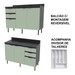 Cozinha Compacta Begônia 6 Portas 4 Gavetas com Vidro Mármore Lunar/Verde Mar - Tecno Mobili