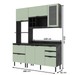 Cozinha Compacta Begônia 6 Portas 4 Gavetas com Vidro Mármore Lunar/Verde Mar - Tecno Mobili