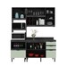 Cozinha Compacta Begônia 6 Portas 4 Gavetas com Vidro Mármore Lunar/Verde Mar - Tecno Mobili