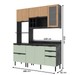 Cozinha Compacta Begônia 6 Portas 4 Gavetas com Vidro Mármore Lunar/Verde Mar/Freijó - Tecno Mobili