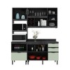 Cozinha Compacta Begônia 6 Portas 4 Gavetas com Vidro Mármore Lunar/Verde Mar/Freijó - Tecno Mobili