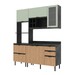 Cozinha Compacta Begônia 6 Portas 4 Gavetas com Vidro Mármore Lunar/Freijó/Verde Mar - Tecno Mobili