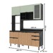 Cozinha Compacta Begônia 6 Portas 4 Gavetas com Vidro Mármore Lunar/Freijó/Verde Mar - Tecno Mobili