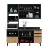Cozinha Compacta Begônia 6 Portas 4 Gavetas com Vidro Mármore Lunar/Freijó/Verde Mar - Tecno Mobili