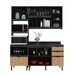 Cozinha Compacta Begônia 6 Portas 4 Gavetas com Vidro Mármore Lunar/Freijó/Verde Mar - Tecno Mobili