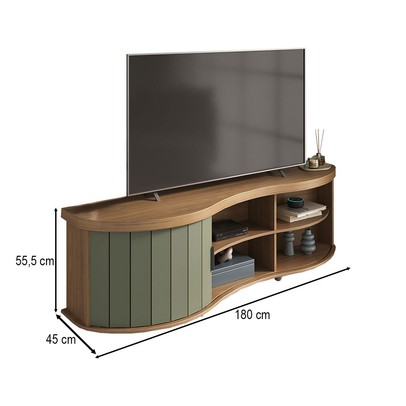 Rack para TV Até 75 Polegadas Magnum 1 Porta Ripada Flex Carvalho/Off White - Artely Móveis