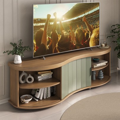 Rack para TV Até 75 Polegadas Magnum 1 Porta Ripada Flex Carvalho/Off White - Artely Móveis