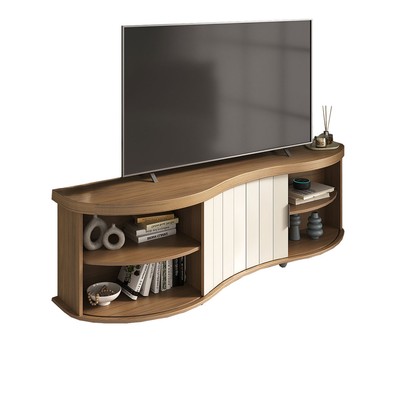 Rack para TV Até 75 Polegadas Magnum 1 Porta Ripada Flex Carvalho/Off White - Artely Móveis